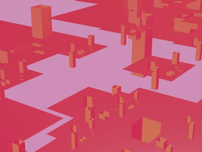 Bold geometric abstract design featuring vibrant red and pink hues for modern digital art enthusiasts.